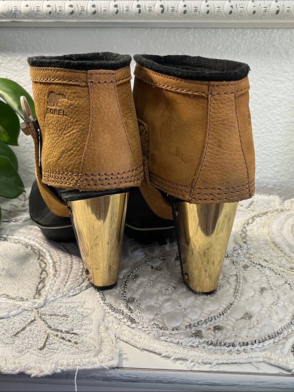 Sorel Medina II Clogs/Boots Women’s 7.5 Black & Tobacco Leather Lined - Picture 9 of 16